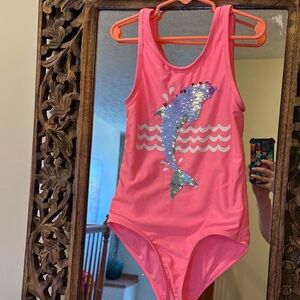 Gap medium girls swimsuit flip sequin dolphin